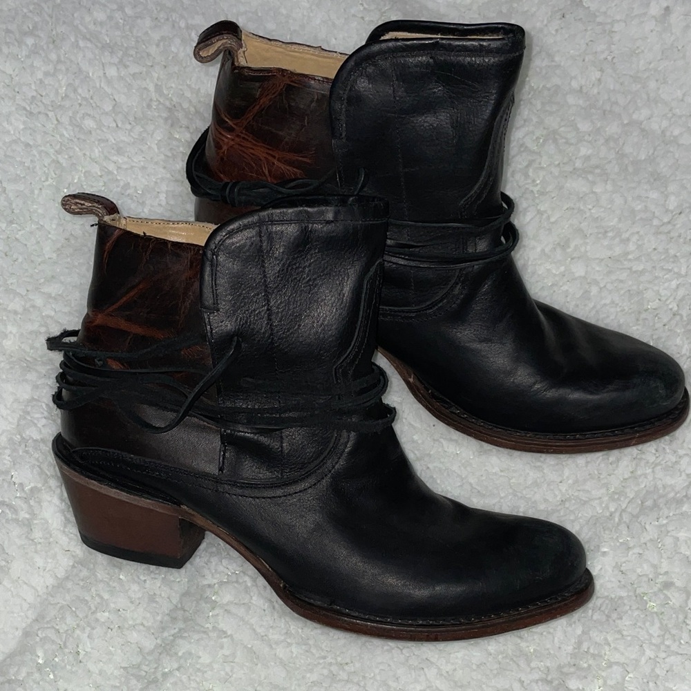 Stetson Black and brown Leather Ankle Boots